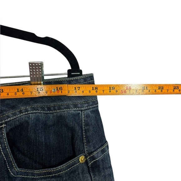 Beyonce's Dereon Embellished Velour Low Rise Flare Dark Distressed Jeans Size 16 - Picture 11 of 16